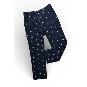 Lilly Pulitzer Corduroy Pants Mens 36x31 Navy Flat Front Embroidered Bees